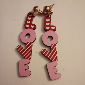 Clearance Valentine Pink and Red LOVE Earrings